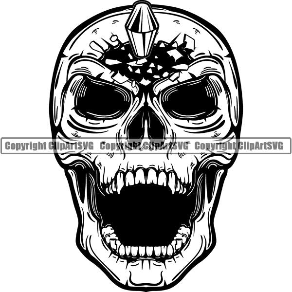 Skull Skeleton Tattoo Tat ClipArt SVG