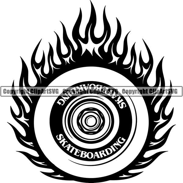 Sports Skateboarding Skateboard Fire ClipArt SVG