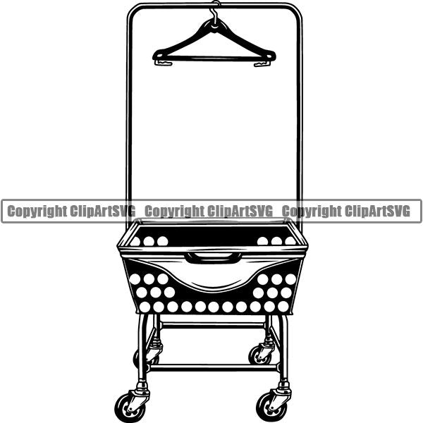 Maid Cleaning Service Housekeeping Housekeeper Laundry Mat Basket ClipArt SVG