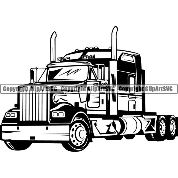 Truck Driver Trucking Trucker Driving Transportation Semi Tractor Trailer Logo ClipArt SVG