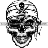 Pirate Sea Gangster Criminal Warrior Skull ClipArt SVG