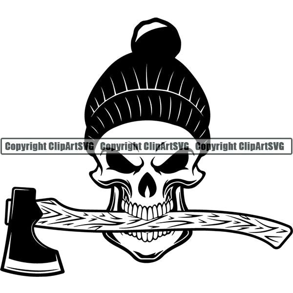 Construction Woodworking Carpenter Lumberjack Ski Hat Axe ClipArt SVG