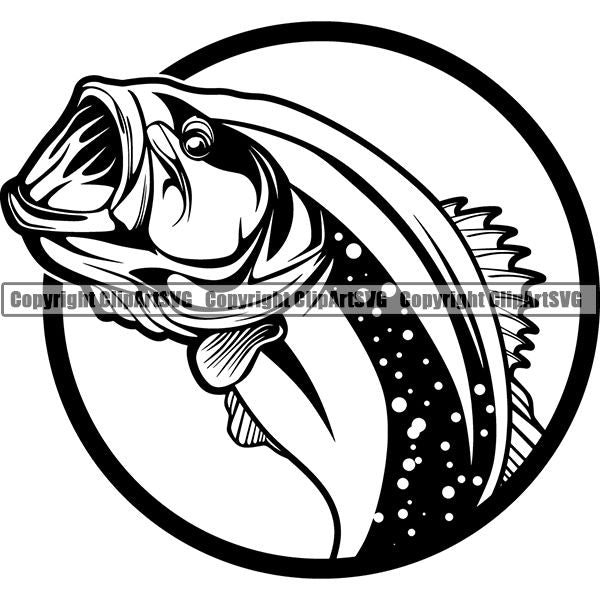 Sports Game Fishing Hunting Fish Hunt Bass ClipArt SVG