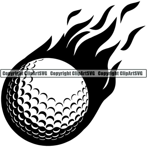 Sports Game Golf Flame ClipArt SVG
