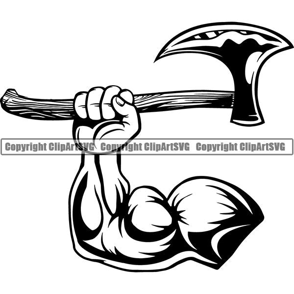 Viking Warrior Axe ClipArt SVG