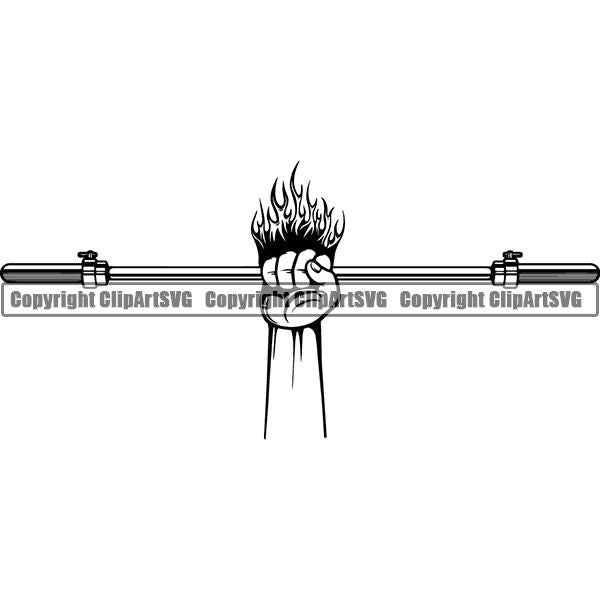 Gym Sports Bodybuilding Fitness Muscle Weight Bar Olympic ClipArt SVG