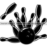 Sports Game Bowling Bowler Bowl Strike ClipArt SVG