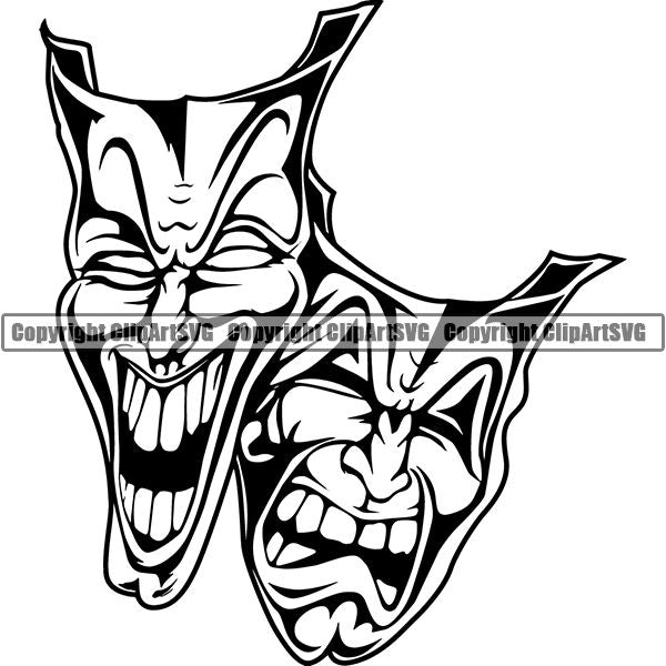 Skull Skeleton Mask Smile Now Cry Later Mask Tattoo Tat ClipArt SVG