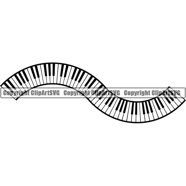 Music Design Element Frame Border Piano Keys In Line Wavy ClipArt SVG