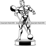 Gym Sports Bodybuilding Fitness Muscle Bodybuilder Trophy ClipArt SVG