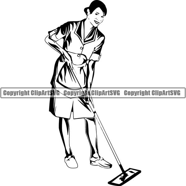 Maid Cleaning Service Housekeeping Housekeeper ClipArt SVG