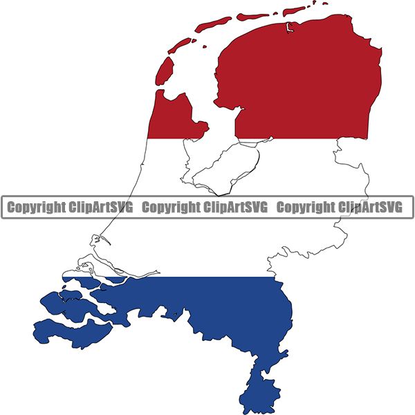 Country Flag Map Netherlands ClipArt SVG