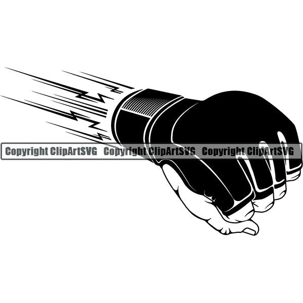 Sports Boxing Boxer MMA Fighter Glove Motion ClipArt SVG