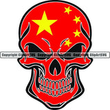 Country Flag Skull China ClipArt SVG