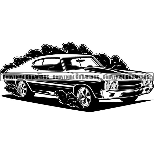 Sports Car Vintage Retro Classic ClipArt SVG