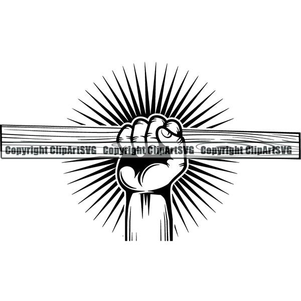 Construction Woodworking Carpenter Lumberjack Hand Sunburst ClipArt SVG