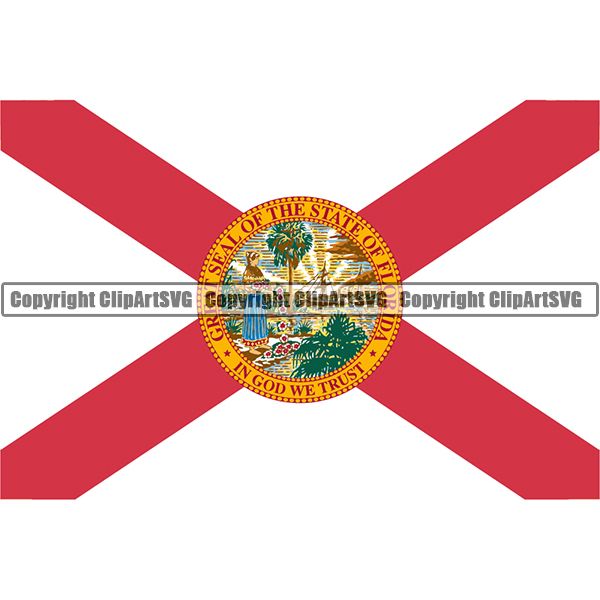 State Flag Square Florida ClipArt SVG