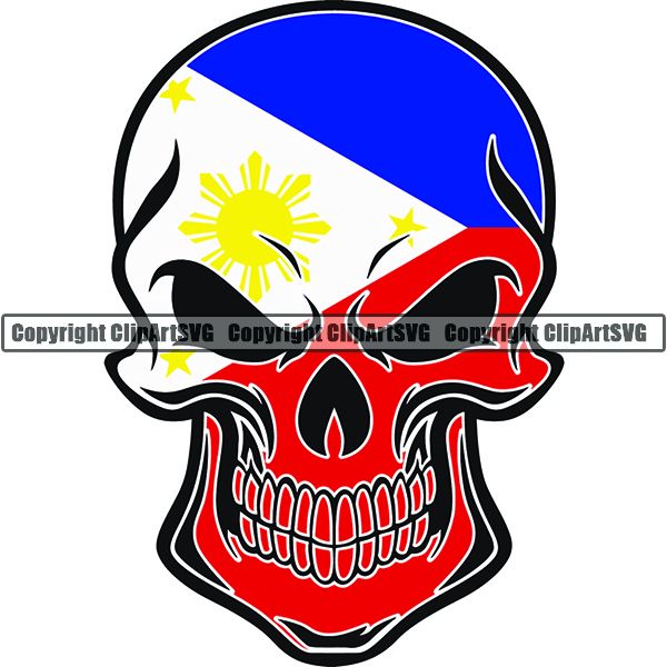 Country Flag Skull Philippines ClipArt SVG