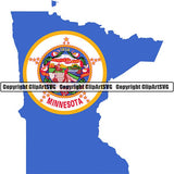 State Flag Map Minnesota ClipArt SVG