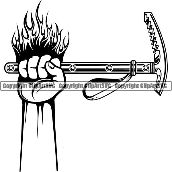 Mountain Climbing Rock Climber Pickaxe Ice Pick Axe ClipArt SVG
