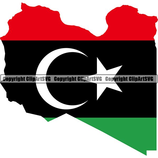 Country Flag Map Libya ClipArt SVG
