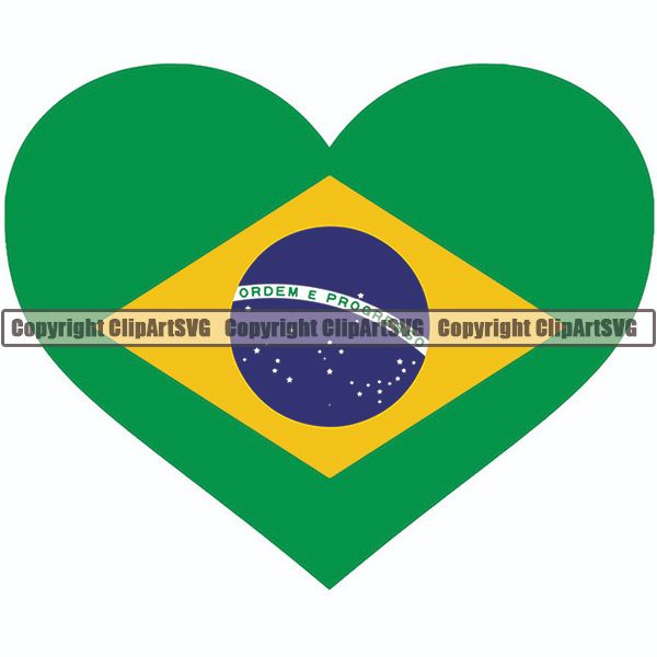 Country Flag Heart Brazil ClipArt SVG