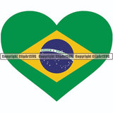 Country Flag Heart Brazil ClipArt SVG