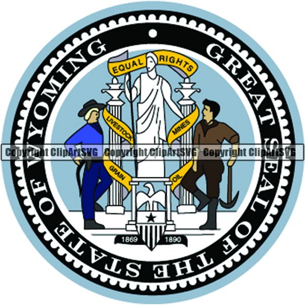 State Flag Seal Wyoming ClipArt SVG