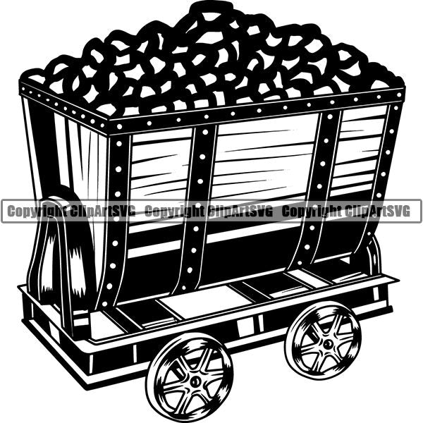 Mining Mine Miner Cart ClipArt SVG