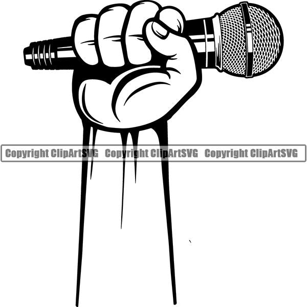 Microphone Mic Audio Music Record Broadcast Podcast Webinar Equipment Logo ClipArt SVG