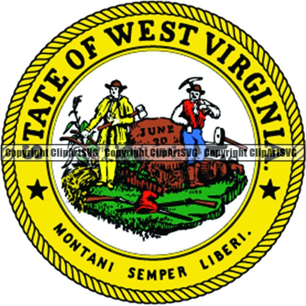 State Flag Seal West Virginia ClipArt SVG