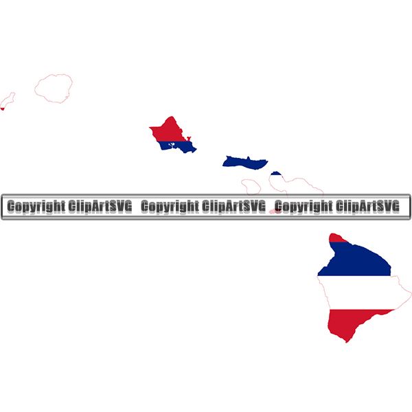 State Flag Map Hawaii ClipArt SVG