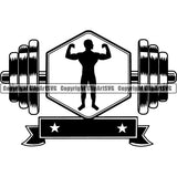 Gym Sports Bodybuilding Fitness Muscle Logo ClipArt SVG