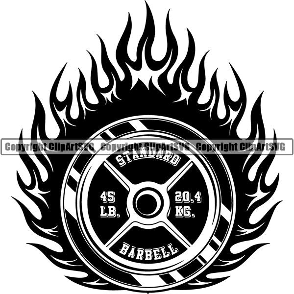 Gym Sports Bodybuilding Fitness Muscle Fire ClipArt SVG