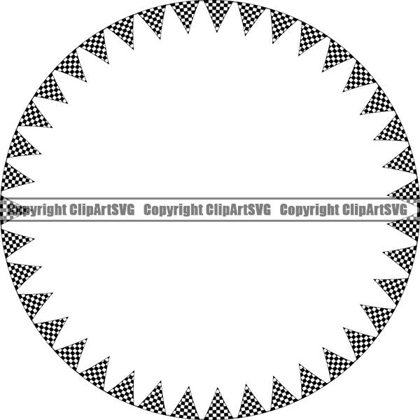 Sports Car Motorcycle Run Running Bike Race Racing Racer Race Design Element Frame Border Checkerboard Checkered Checker Triangle Flags Circle ClipArt SVG