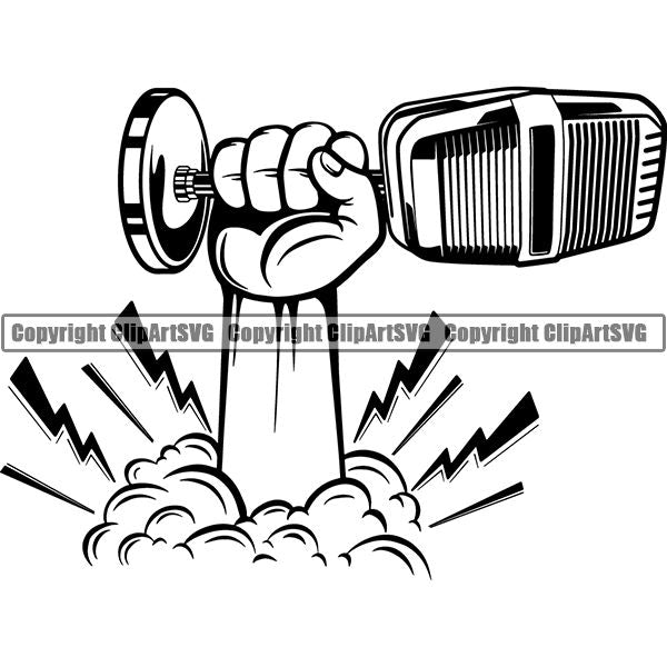 Microphone Mic Audio Music Record Broadcast Podcast Webinar Equipment Logo ClipArt SVG