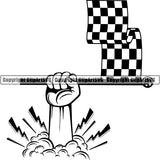 Sports Car Racing Checkered Flag ClipArt SVG