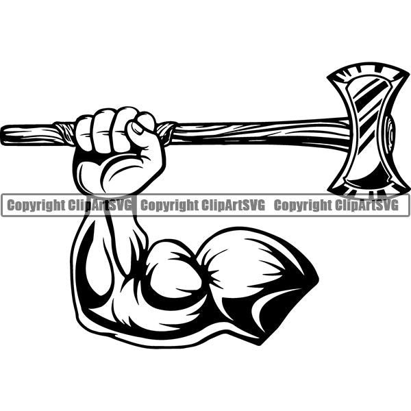Viking Warrior Axe ClipArt SVG
