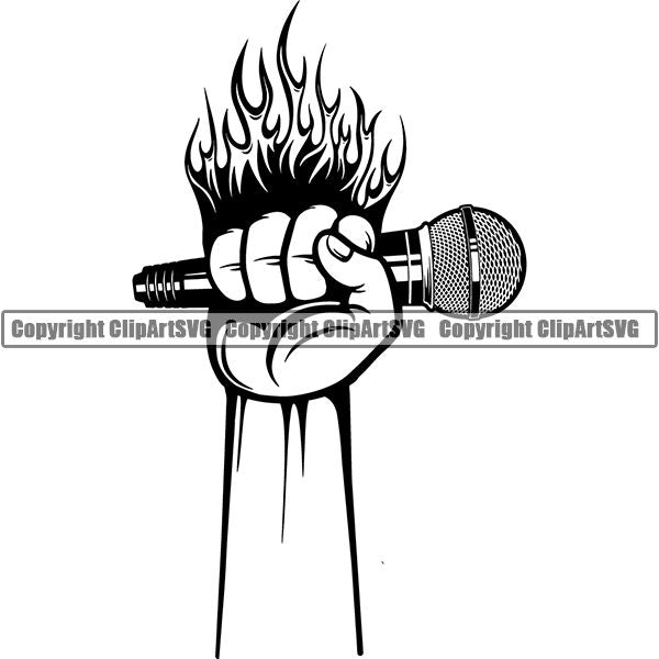 Microphone Mic Audio Music Record Broadcast Podcast Webinar Equipment Logo ClipArt SVG