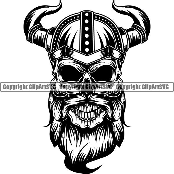 Viking Warrior Skull ClipArt SVG