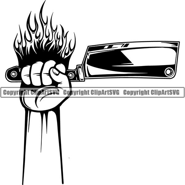 Cooking BBQ Bar-B-Que Barbque Chef Cook Butcher Logo ClipArt SVG