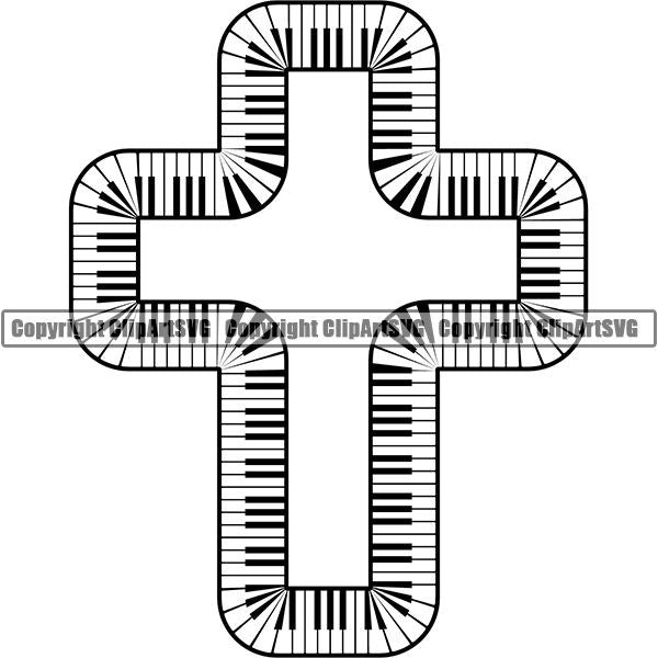 Music Design Element Frame Border Piano Keys In Cross ClipArt SVG