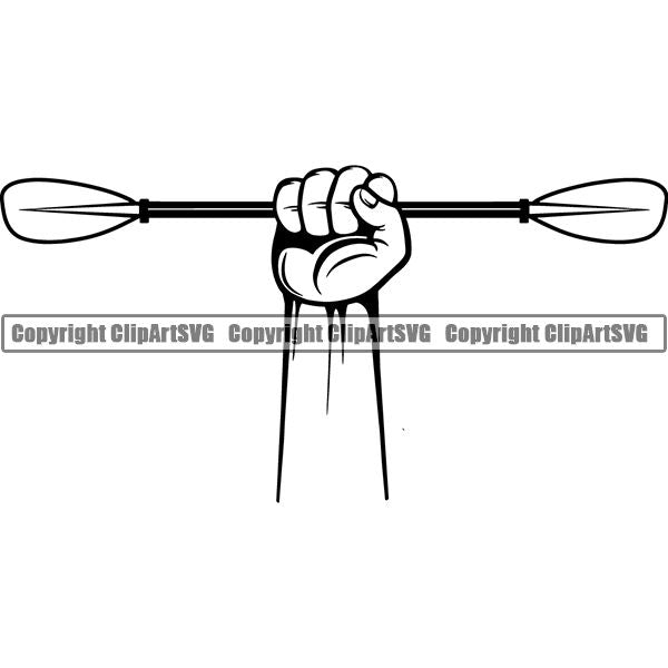 Kayak Kayaking Canoe Canoeing Raft Rafting Paddle Ore Logo ClipArt SVG