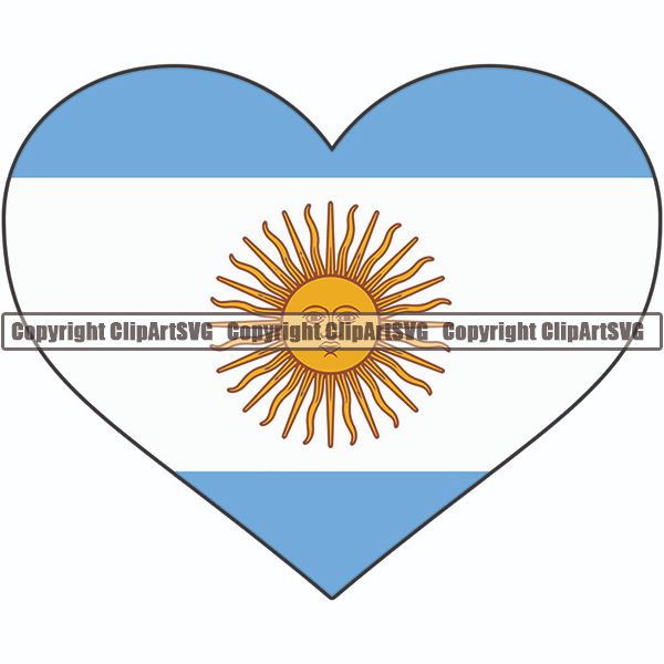 Country Flag Heart Argentina ClipArt SVG