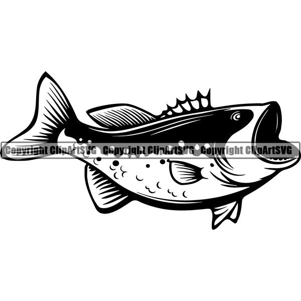 Sports Game Fishing Hunting Fish Hunt Fish Perch ClipArt SVG