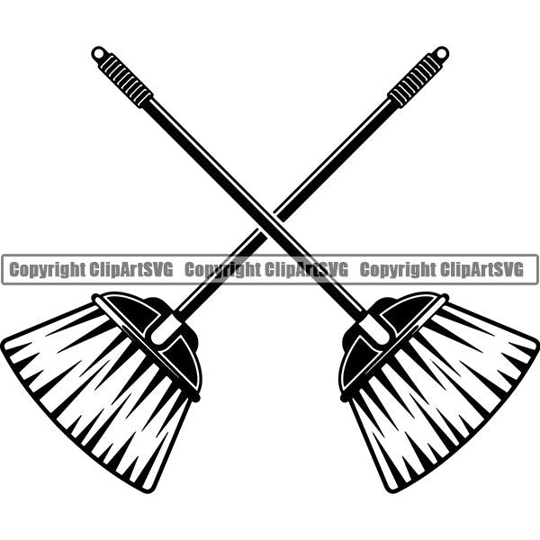 Maid Cleaning Service Housekeeping Housekeeper Broom ClipArt SVG