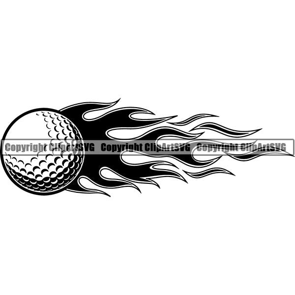 Sports Game Golf Fire ClipArt SVG