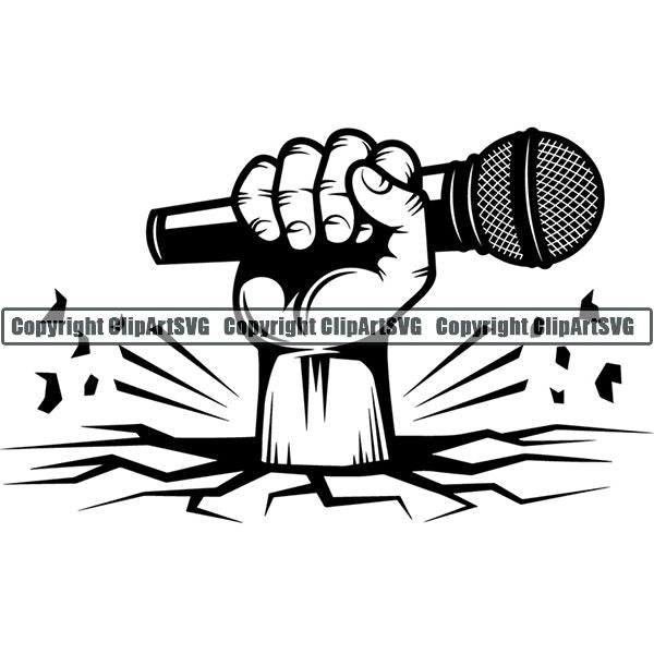 Microphone Mic Audio Music Record Broadcast Podcast Webinar Equipment Logo ClipArt SVG