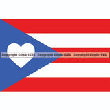 Country Flag Heart Puerto Rico ClipArt SVG