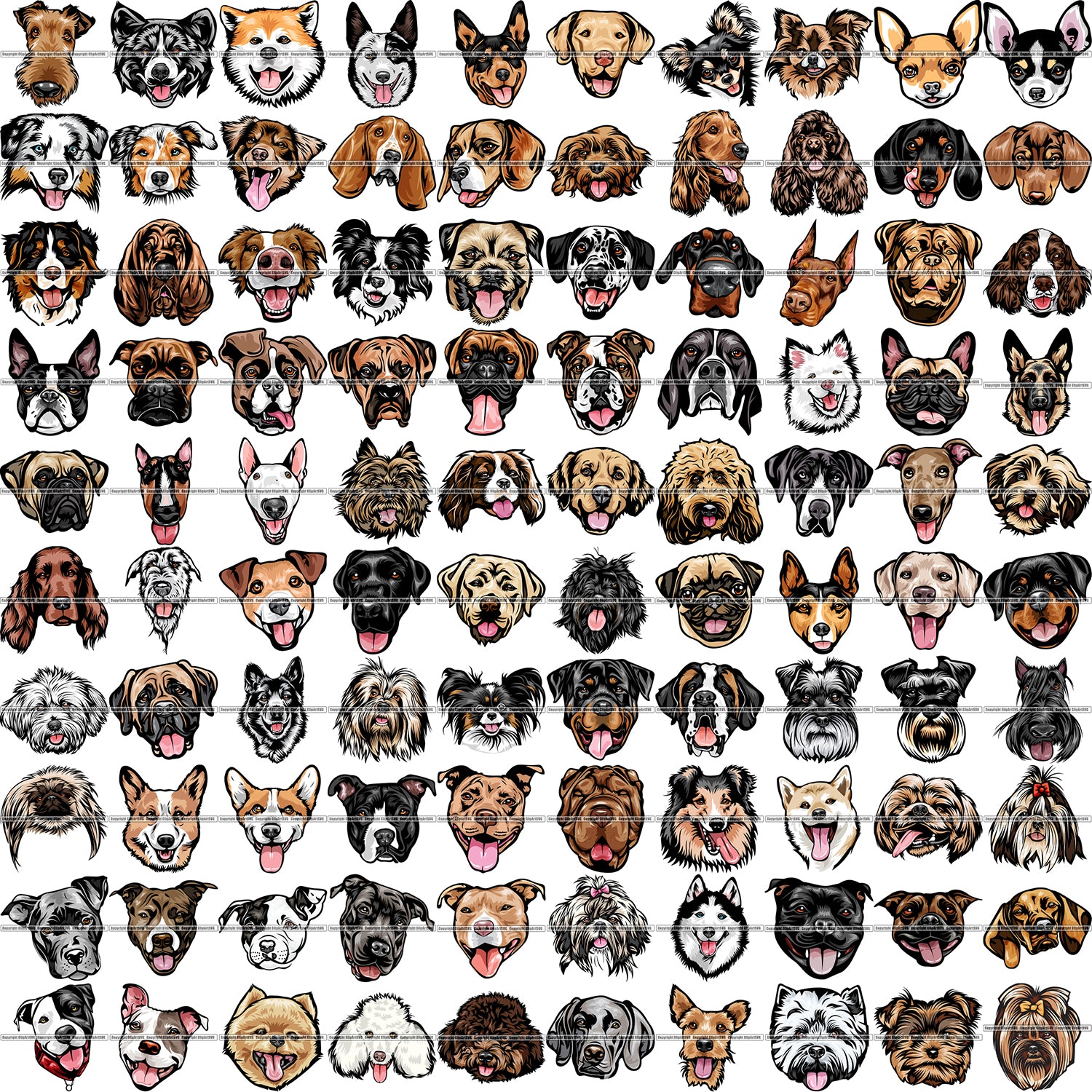 100 DOG BREED HEADS Color Designs Volume 01 BUNDLE OF THE CENTURY ...